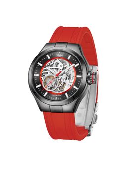 MINI Cooper - Men Silver Automatic Silicone Red Strap Watch-161809 (M)