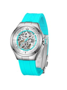MINI Cooper - Men Silver Automatic Silicone Turquoise Strap Watch-161823 (M)