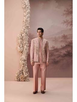 CONTRAST BY PARTH - Pink Aaliya Open Jacket with Short Kurta and Trouser