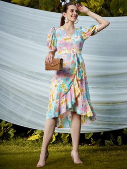 AAREIN - Multicoloured Floral Crepe Dress