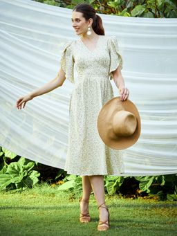 AAREIN - Yellow Coloured Midi Dress