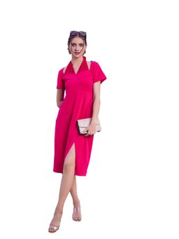 AAREIN - Tie-Up Detailed Halter Neck A-Line Midi Dress - Pink