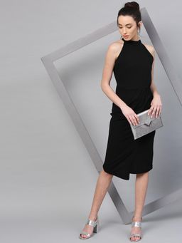 AAREIN - Women Black Solid Sheath Dress