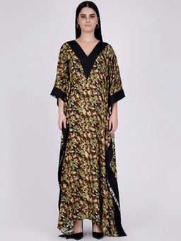 First Resort by Ramola Bachchan - Forest Green Camouflage Full Length Kaftan