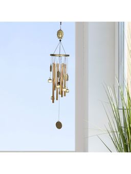 HomeTown - Jewel Metal Buddha Windchime in Antique Gold Colour