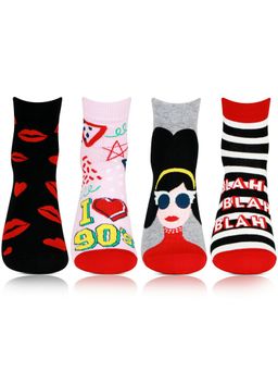Bonjour - Women fancy Ankle multi pack multicolor socks Pack of 4