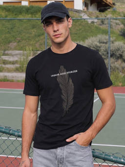 Bewakoof - Men's Black Create Good Stories Typography T-shirt