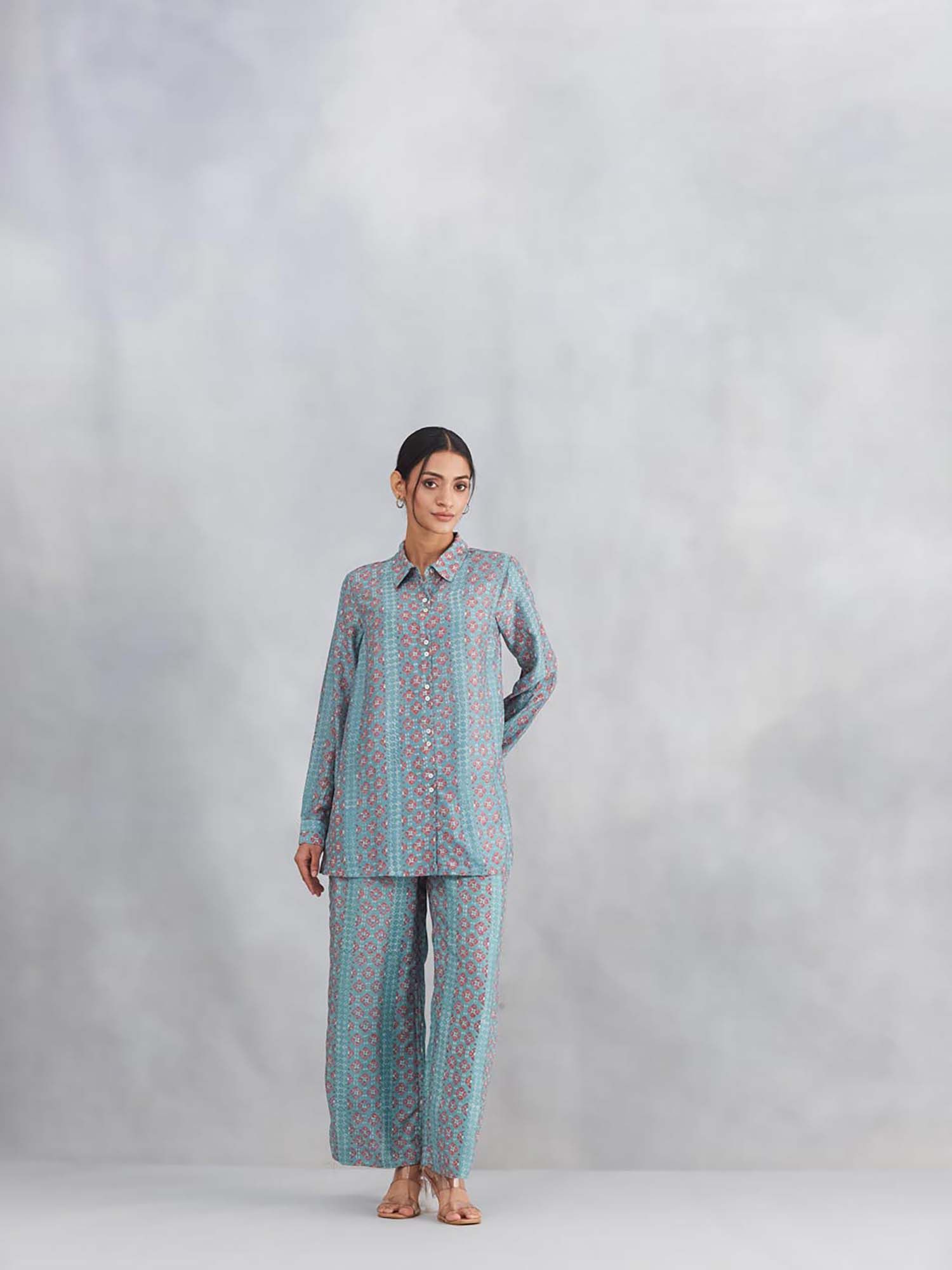 fabindia Blue Printed Regular Co-Ord Set-picture-15