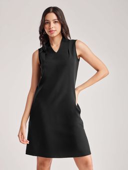 FableStreet - Black Solid Regular Dress