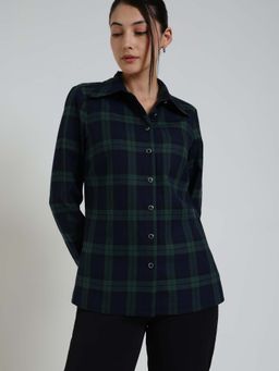 FableStreet - Navy Blue Checks Regular Shirt
