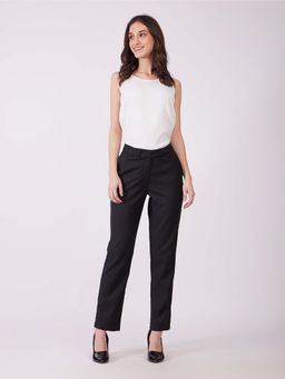 FableStreet - Black Solid Regular Trouser