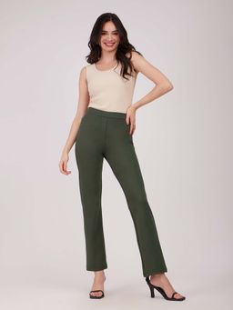 FableStreet - Olive Solid Regular Trouser