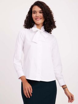 FableStreet - White Solid Regular Shirt