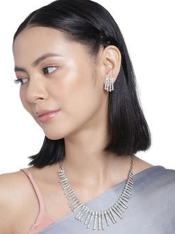 Accessher - Silver Plated Ad Studded Handcrafted Necklace for Women