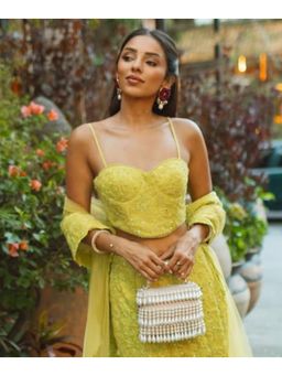 House Of Kosha - Zarah Ivory Pearl Embellished Clutch