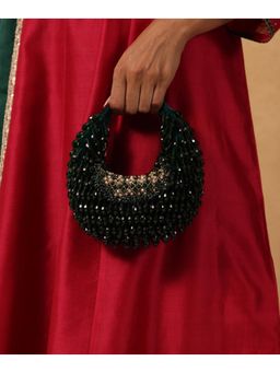 House Of Kosha - Alara Green Suede Embellished Clutch