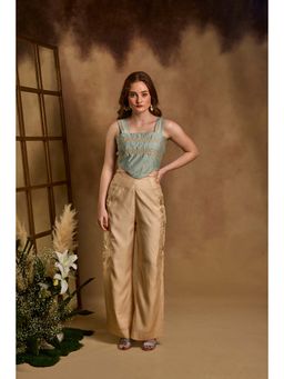 AN'ERA BY ASMITA VERMA - Green Hush Crop Top with Pant