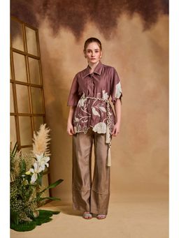 AN'ERA BY ASMITA VERMA - Burgundy Noa Shirt with Pant and Belt