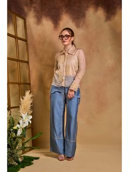 AN'ERA BY ASMITA VERMA - Beige Whisper Shirt with Inner and Pant