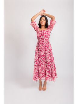 AROOP SHOP INDIA - Pink Irene Floral Printed Maxi Dress