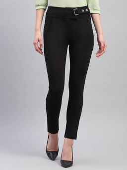 Monte Carlo - Womens Black Solid Regular Fit Jegging