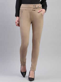 Monte Carlo - Womens Beige Solid Regular Fit Jegging