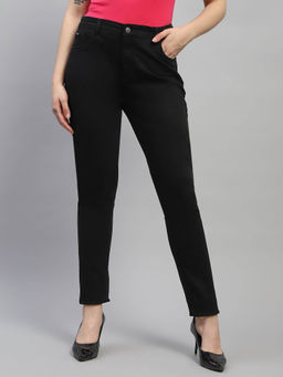 Monte Carlo - Womens Black Solid Slim Fit Denim