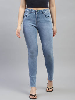 Monte Carlo - Womens Blue Solid Slim Fit Denim