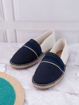 Styli - Mens Navy Blue Faux Suede Contrast Color Espadrilles