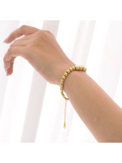 Gold Beaded Bracelet for Womens Waterproof & Anti-Tarnish