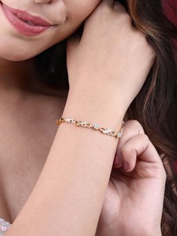 Peora - Gold Plated Cubic Zirconia Studded Openable Bracelet for Women