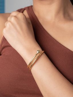 White Lies - 18K Gold Plated Serpent Cuff Bracelet No Stones