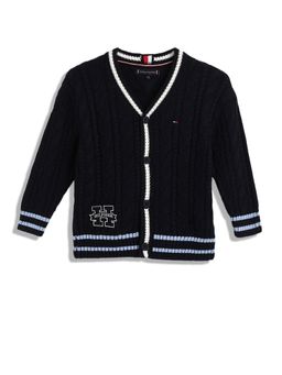 Tommy Hilfiger - Boys Solid Regular Fit Cotton Black Sweater
