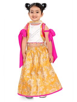 Pragya Exclusive - Multi-Color Mirror Work Frilly Top with Lehenga & Dupatta (Set of 3)