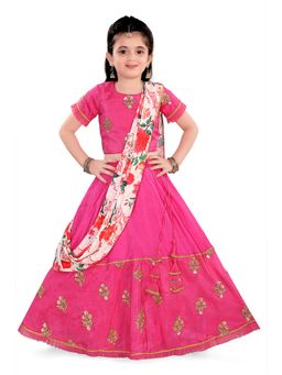 Pragya Exclusive - Embroidered Hot Pink Top & Lehenga with Dupatta (Set of 3)