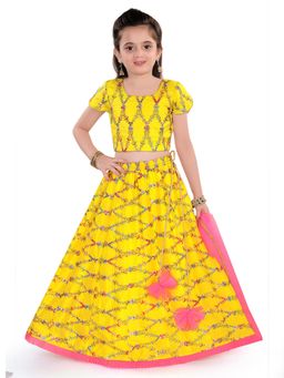 Pragya Exclusive - Embroidered Yellow Top & Lehenga with Dupatta (Set of 3)