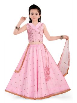 Pragya Exclusive - Light Pink Sequin Embroidered Top & Lehenga with Dupatta (Set of 3)