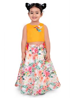 Pragya Exclusive - Yellow Top with Floral Printed Lehenga (Set of 2)