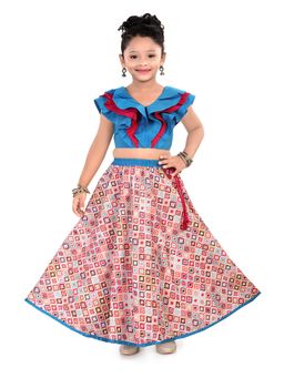 Pragya Exclusive - Blue Sequin Lehenga with Frilly Top (Set of 2)