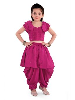 Pragya Exclusive - Hand Embroidered Frilly Top with Frilly Dhoti Pant (Set of 2)