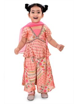 Pragya Exclusive - Peach Peplum Top with Palazzo with Dupatta (Set of 3)