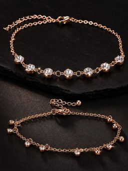OOMPH - Gold Tone Fashion Anklets (Pack of 2)