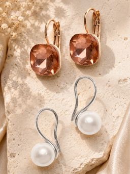 OOMPH - Pearl and Cubic Zirconia Drop Earrings (Pack of 2)