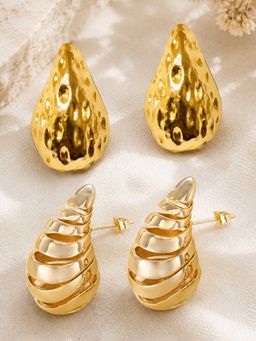 OOMPH - Gold Tone WaterDrop Fashion Drop Earrings (Pack of 2)