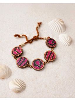 WHE - Multicolor Kantha Silk Fabric and Repurposed Wood Bracelet