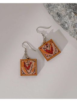 WHE - Repurposed Kalamkari Fabric and Wood Earrings