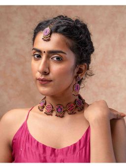 WHE - Multicolor Kantha Silk Fabric and Repurposed Wood Necklace