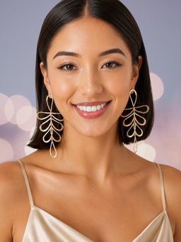 OOMPH - Gold Floral Drop Earrings for women