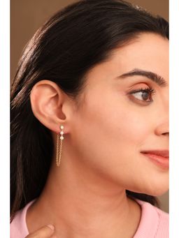 Soraya Luxe - Sterling Silver 18K Gold Plated Moissanite Noor Chain Drop Earrings