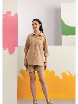 PRIAME by Scakhi - Beige Solid Poplin Co-Ord